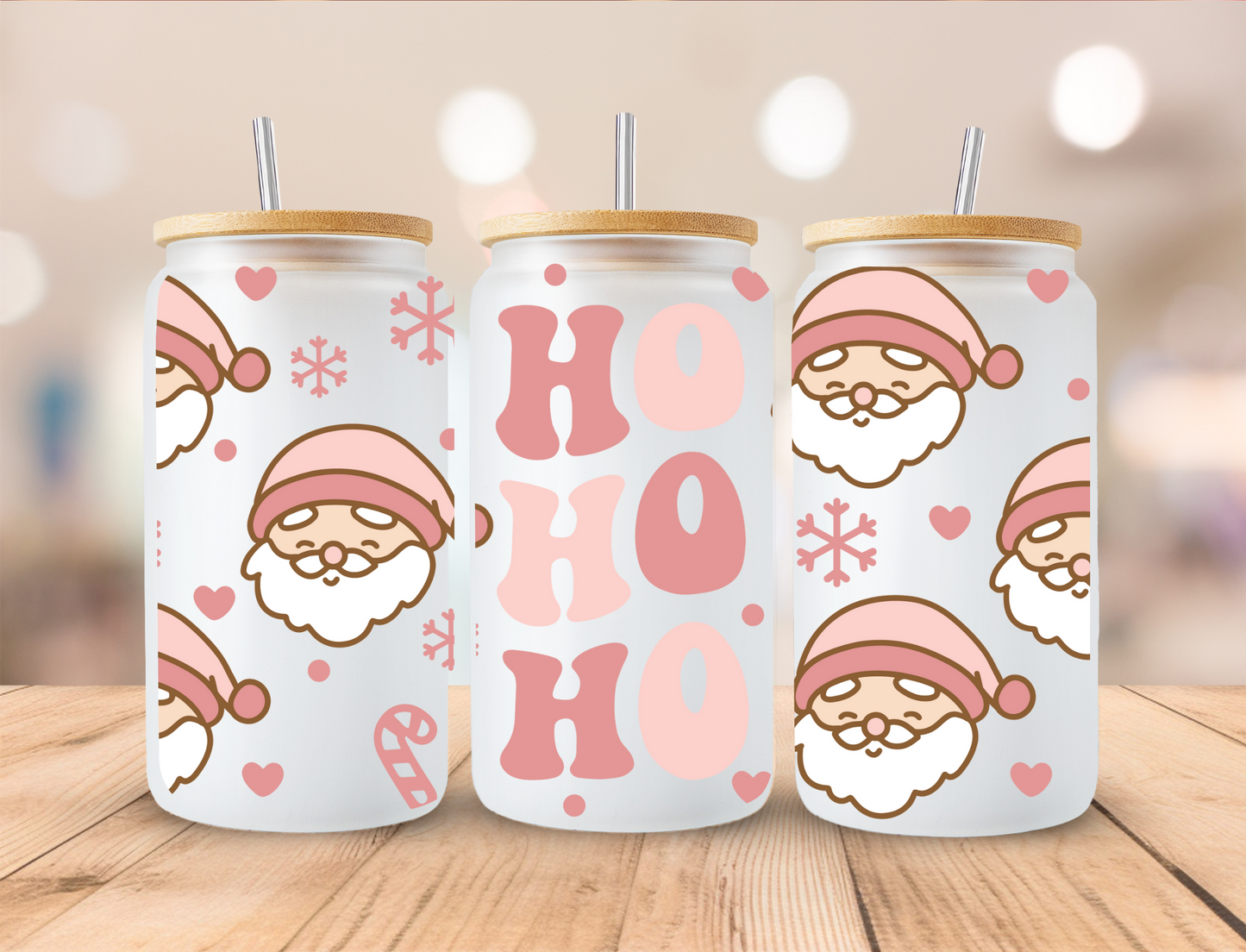 Christmas Santa HoHoHo - 16oz Libby UV DTF Wrap