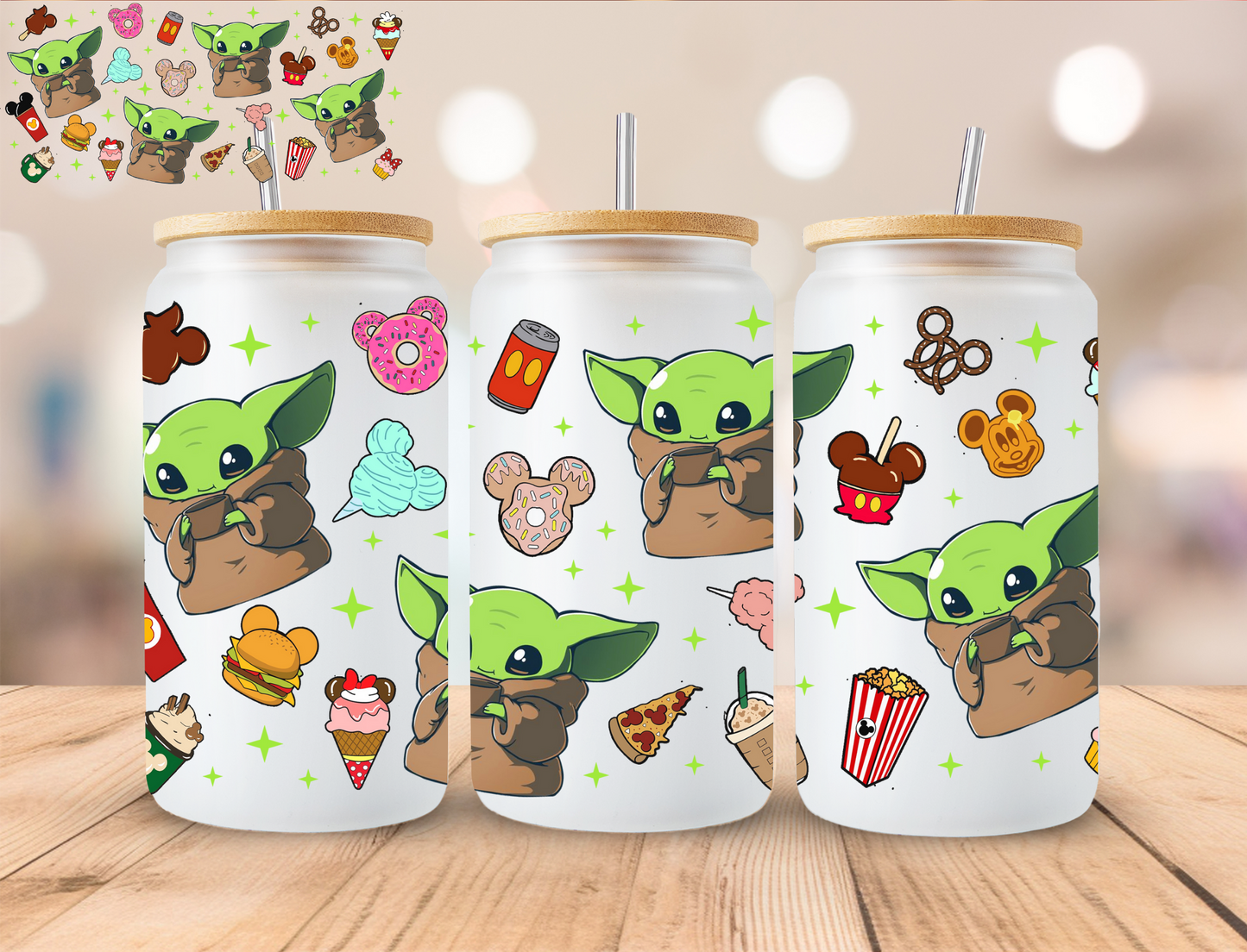 Green Alien - 16 oz / 20 oz Libby UV DTF Wrap