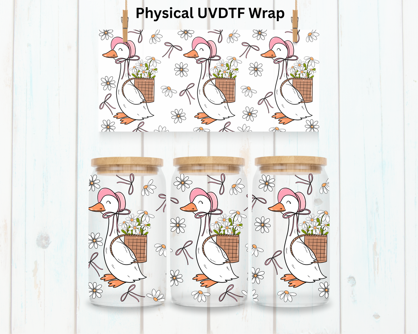 Goose Duck and Flowers - 16 oz / 20 oz Libby UV DTF