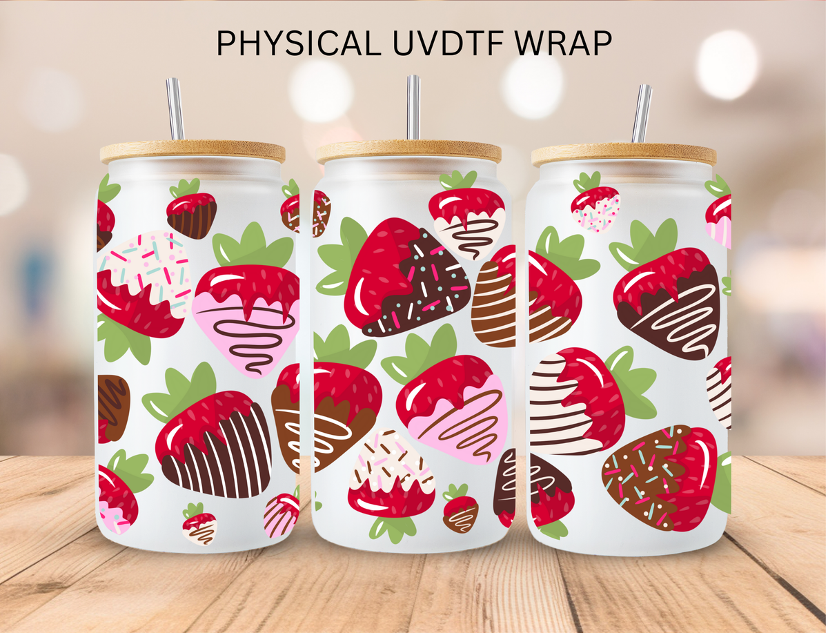 Valentines Chocolate Strawberries - 16 oz / 20 oz Libby UV DTF