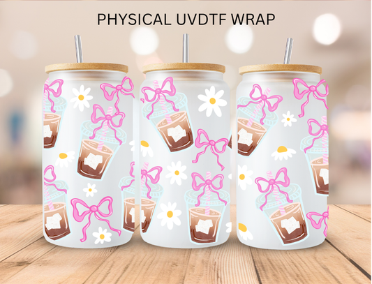 Iced Coffee and Girly Bows - 16 oz / 20 oz Libby UV DTF