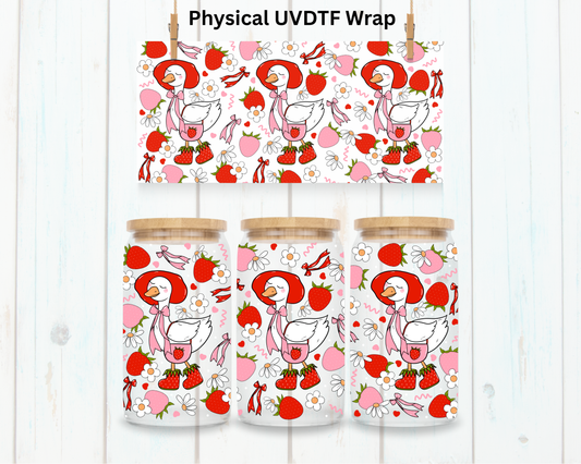 Strawberry Goose Duck and Flowers - 16 oz / 20 oz Libby UV DTF