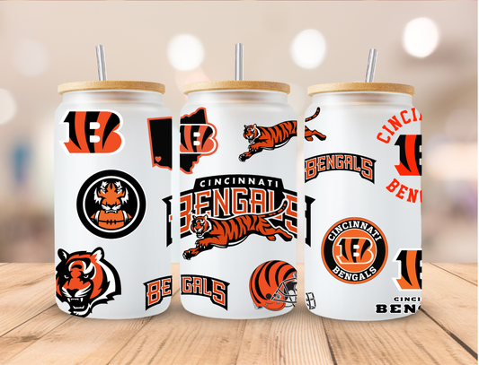 Football Cincinatti Bengals - 16 oz / 20 oz Libby UV DTF Wrap