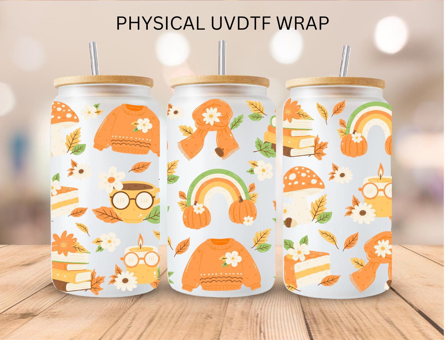 Fall Bookish Aesthetic - 16 oz / 20 oz Libby UV DTF Wrap