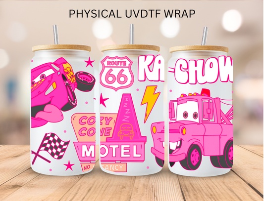Pink Cars Ka-Cow - 16 oz / 20 oz Libby UV DTF Wrap