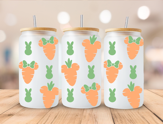 Easter Retro Mouse Carrots - 16 oz / 20 oz Libby UV DTF Wrap