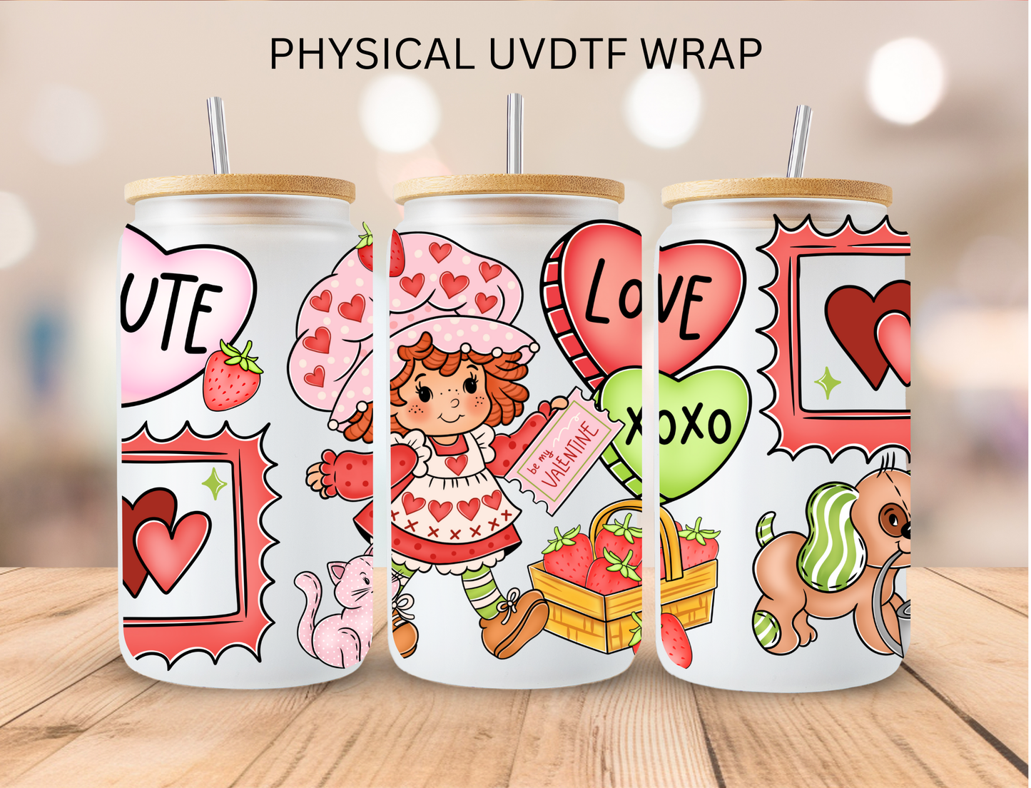 Strawberry Love Stamps - 16 oz / 20 oz Libby UV DTF