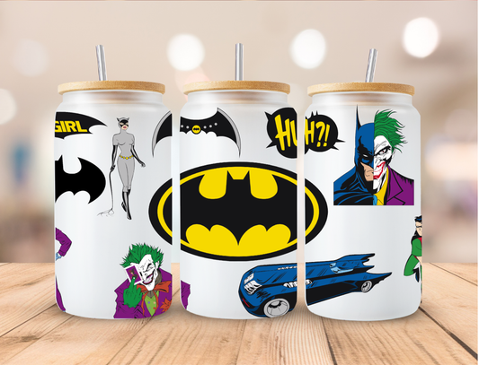 Bat Hero Joker Villain - 16 oz / 20 oz Libby UV DTF Wrap