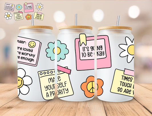 Note Affirmations - 16 oz / 20 oz Libby UV DTF Wrap