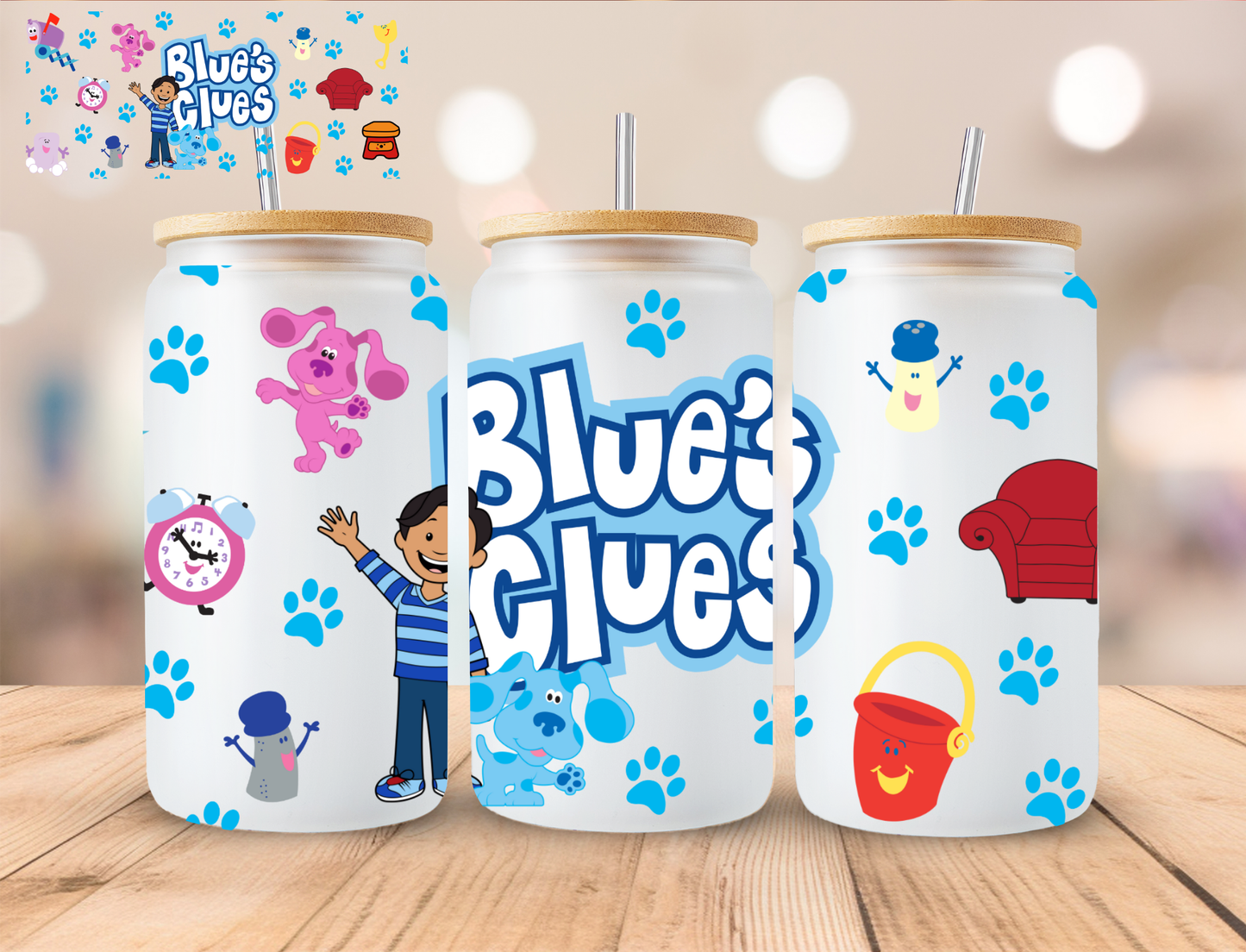 Detective Blue Dog - 16 oz / 20 oz Libby UV DTF Wrap