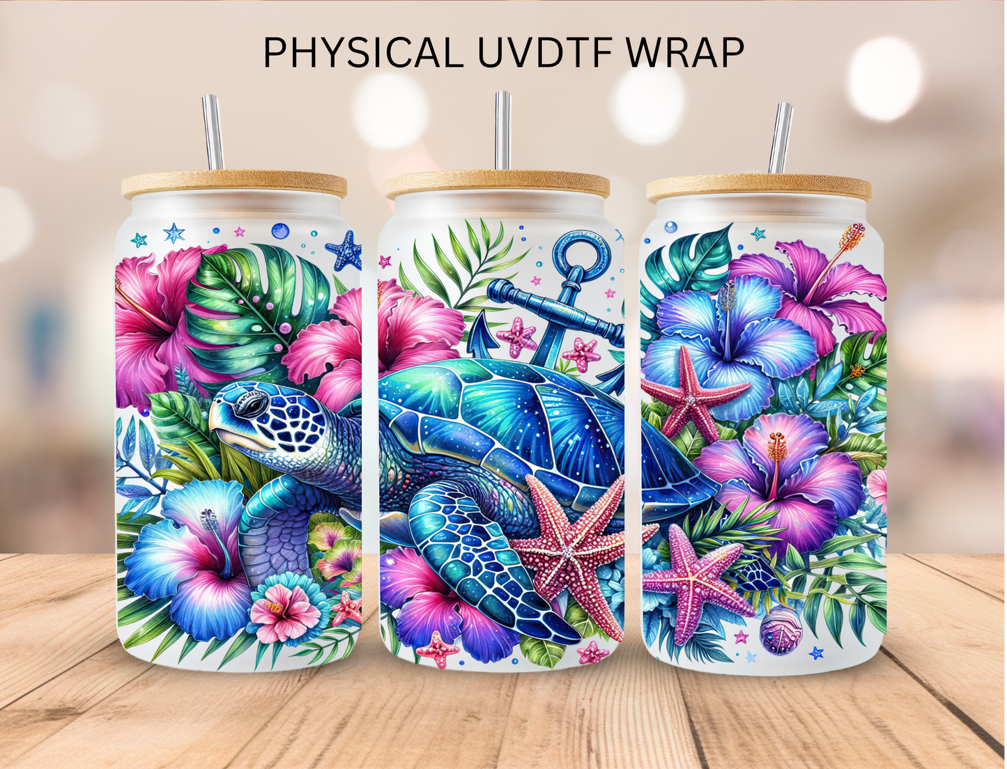 Sea Turtle - 16 oz / 20 oz Libby UV DTF Wrap