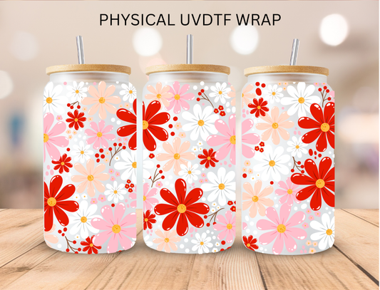 Christmas Multi Daisies - 16 oz / 20 oz Libby UV DTF Wrap