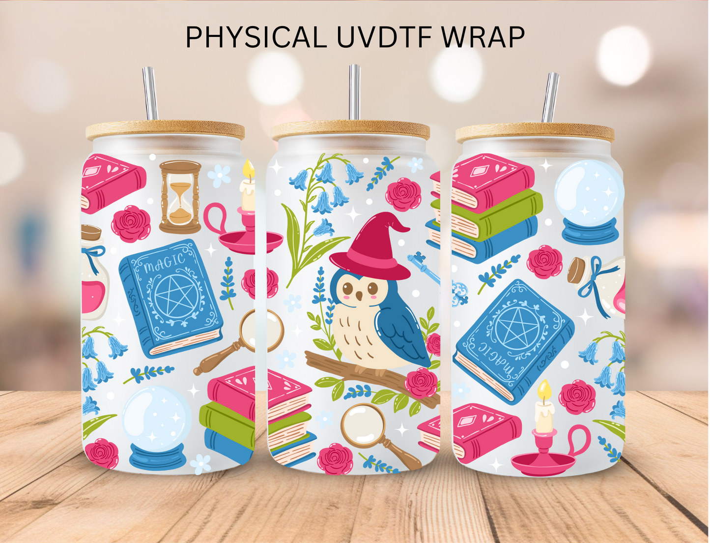 Wizard Owl Bookish - 16 oz / 20 oz Libby UV DTF Wrap