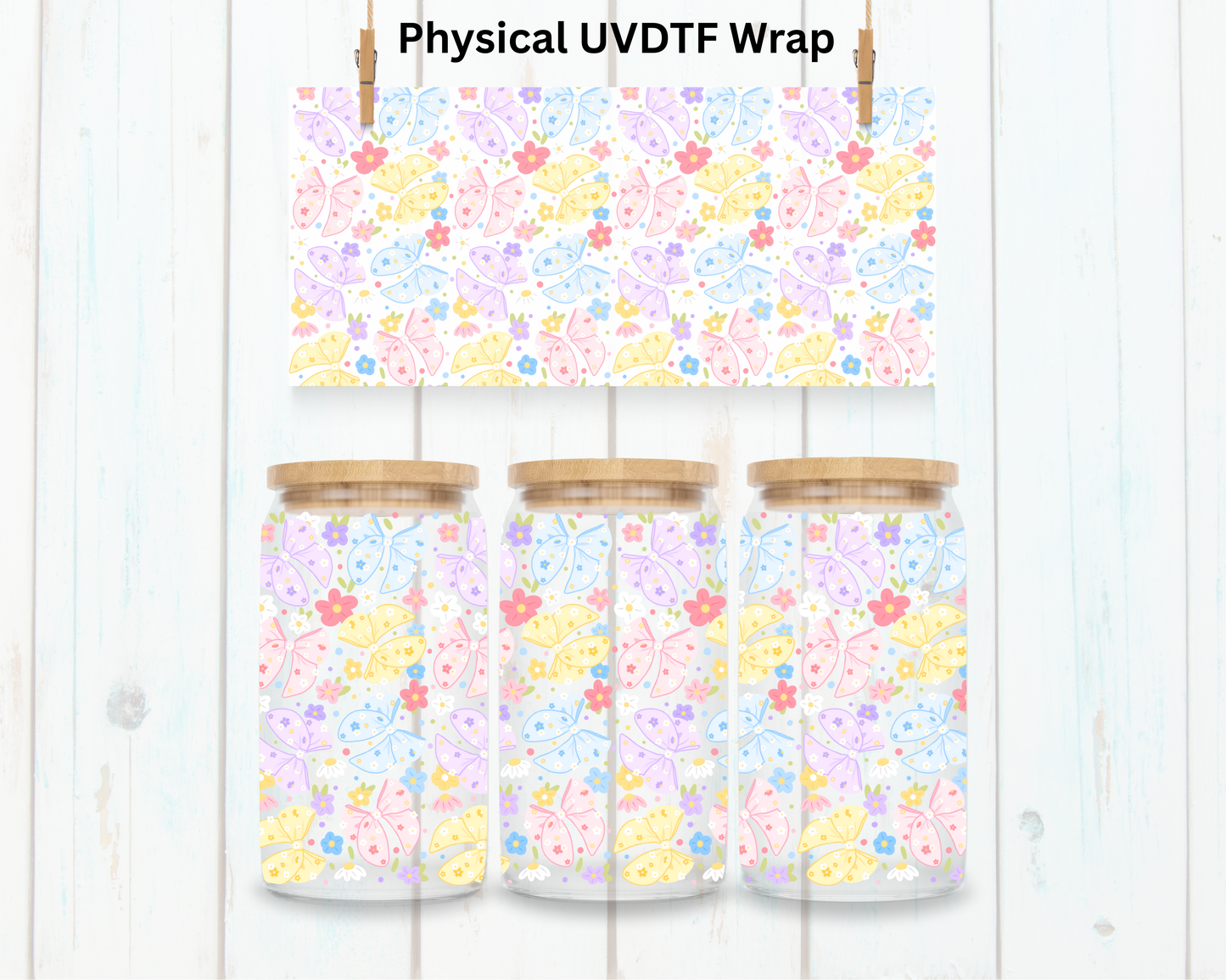 Spring Pastel Bows - 16 oz / 20 oz Libby UV DTF