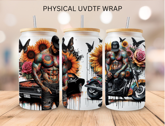 Shirtless Guys on vehicle - 16 oz / 20 oz Libby UV DTF Wrap
