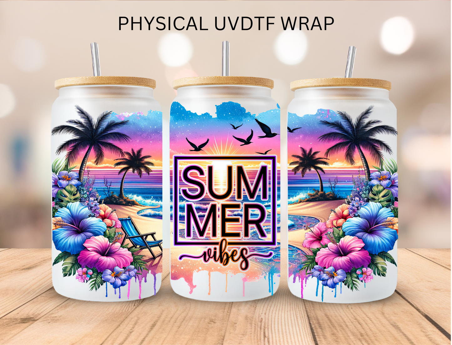 Summer Vibes - 16 oz / 20 oz Libby UV DTF Wrap