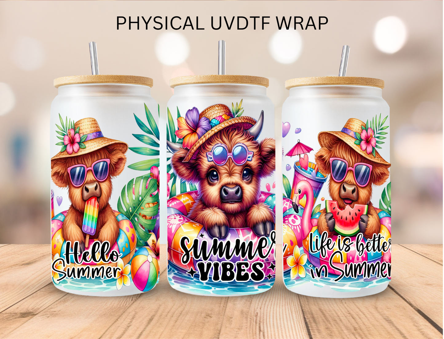 Heifer Cow Summer Vibes - 16 oz / 20 oz Libby UV DTF Wrap
