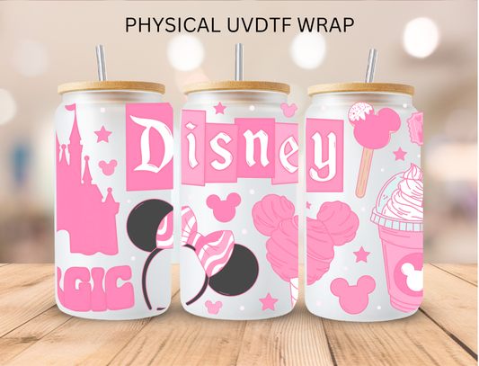 Pink Happiest Place On Earth - 16 oz / 20 oz Libby UV DTF Wrap