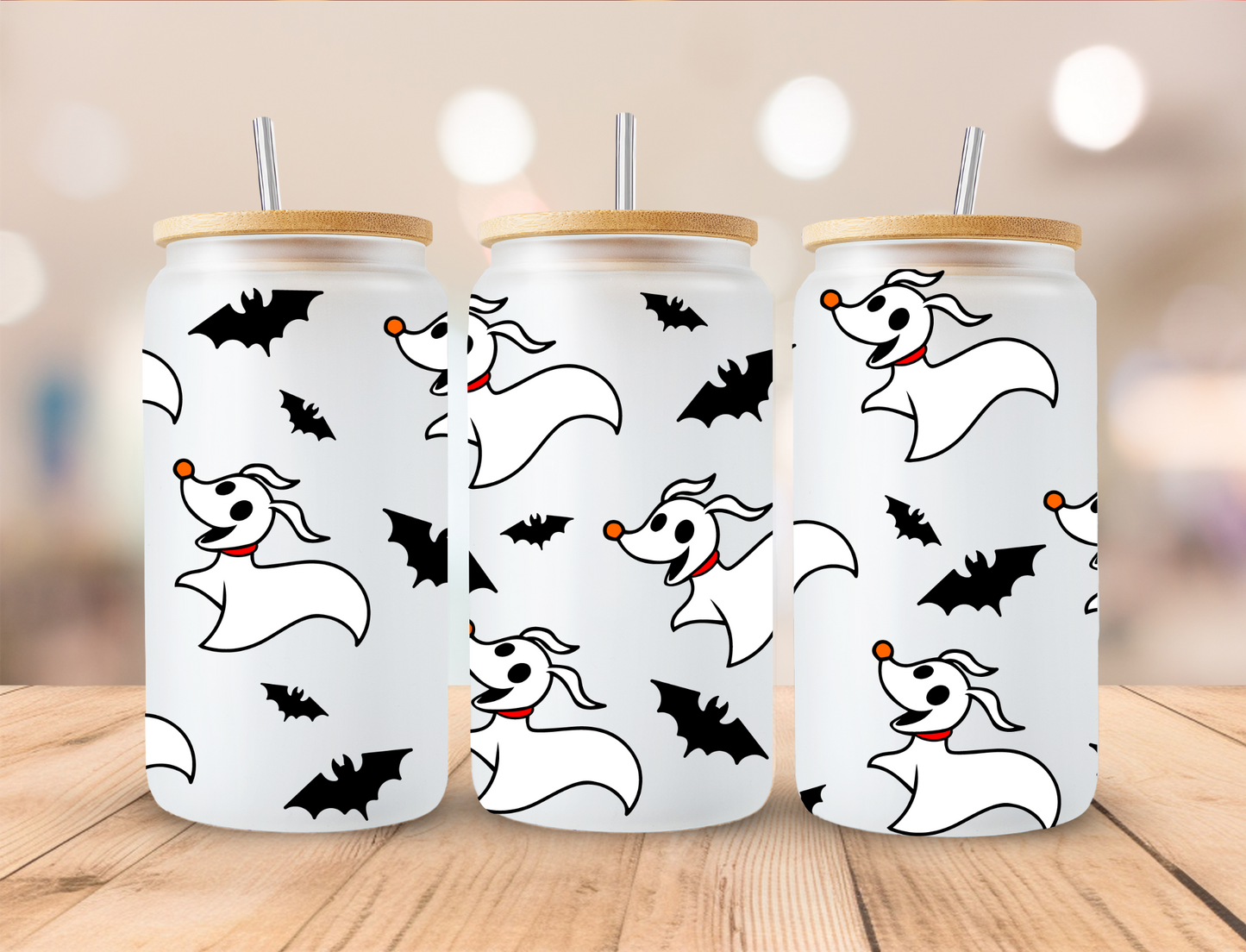 Halloween Ghost Dog - 16oz Libby UV DTF Wrap