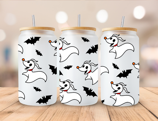 Halloween Ghost Dog - 16oz Libby UV DTF Wrap