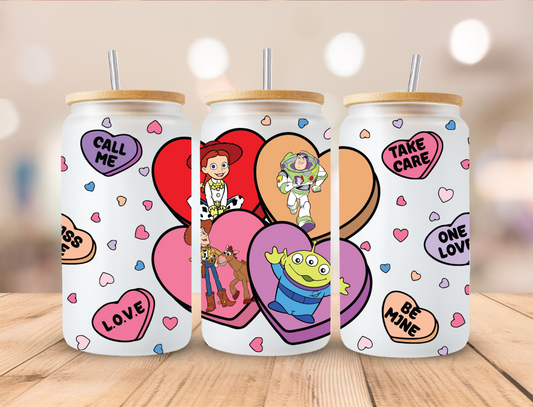 Valentines Toy Friend Heart Candies - 16 oz / 20 oz Libby UV DTF Wrap