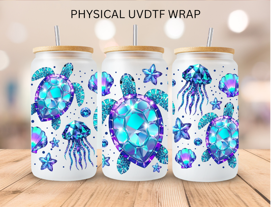 Gem Stone Turtle - 16 oz / 20 oz Libby UV DTF Wrap