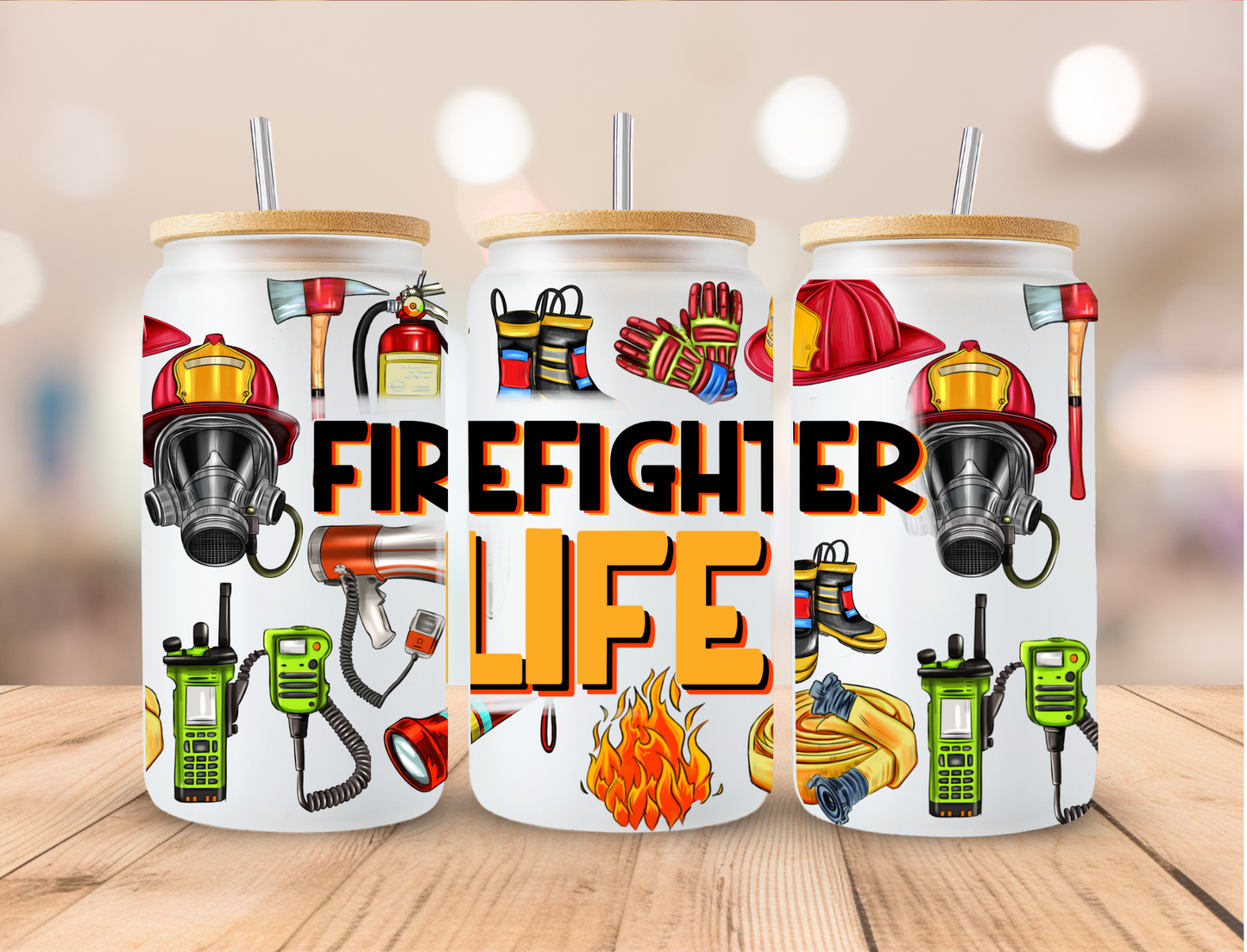 Firefighter Life - 16 oz / 20 oz Libby UV DTF Wrap