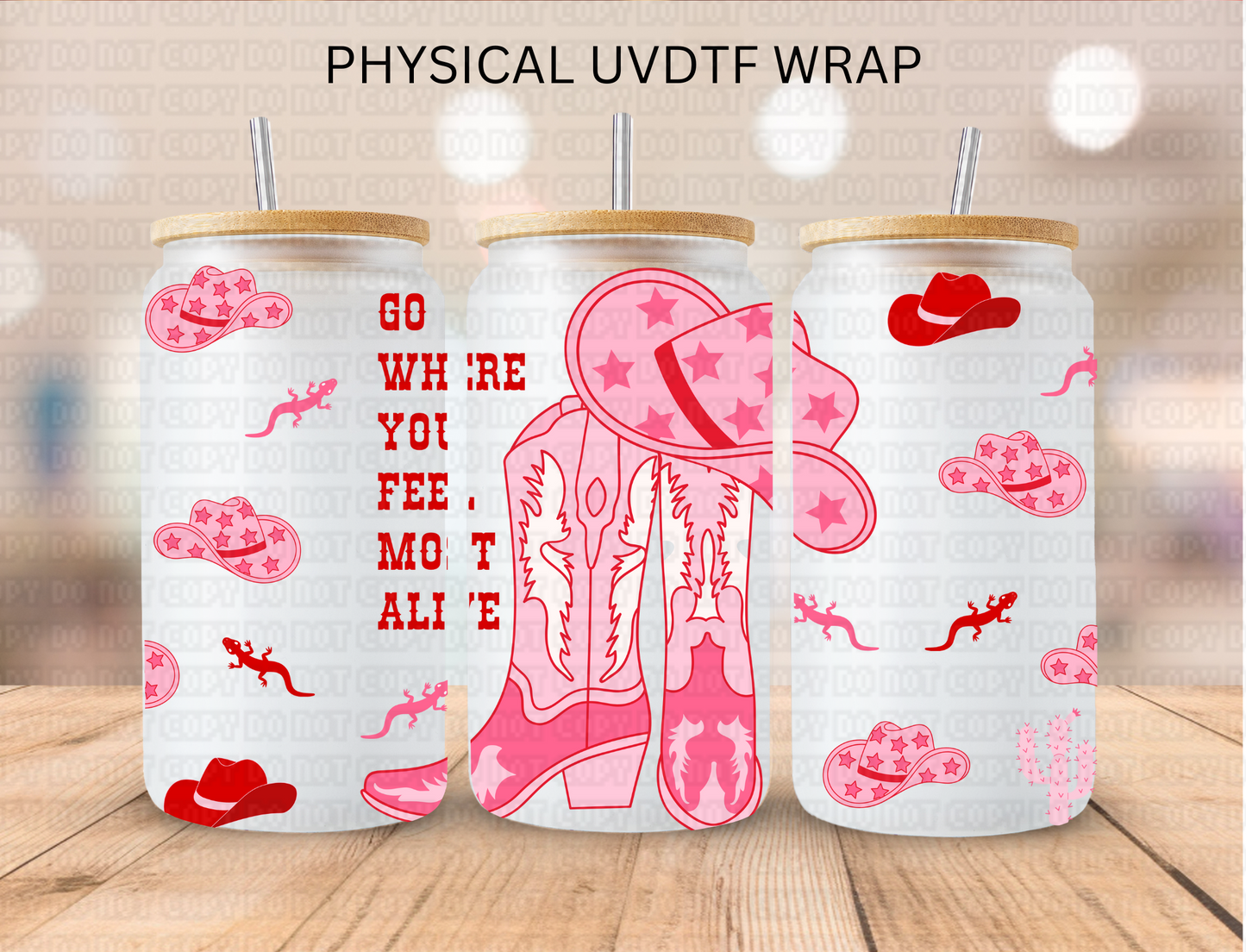 Valentines Pink Western Boot - 16 oz / 20 oz Libby UV DTF