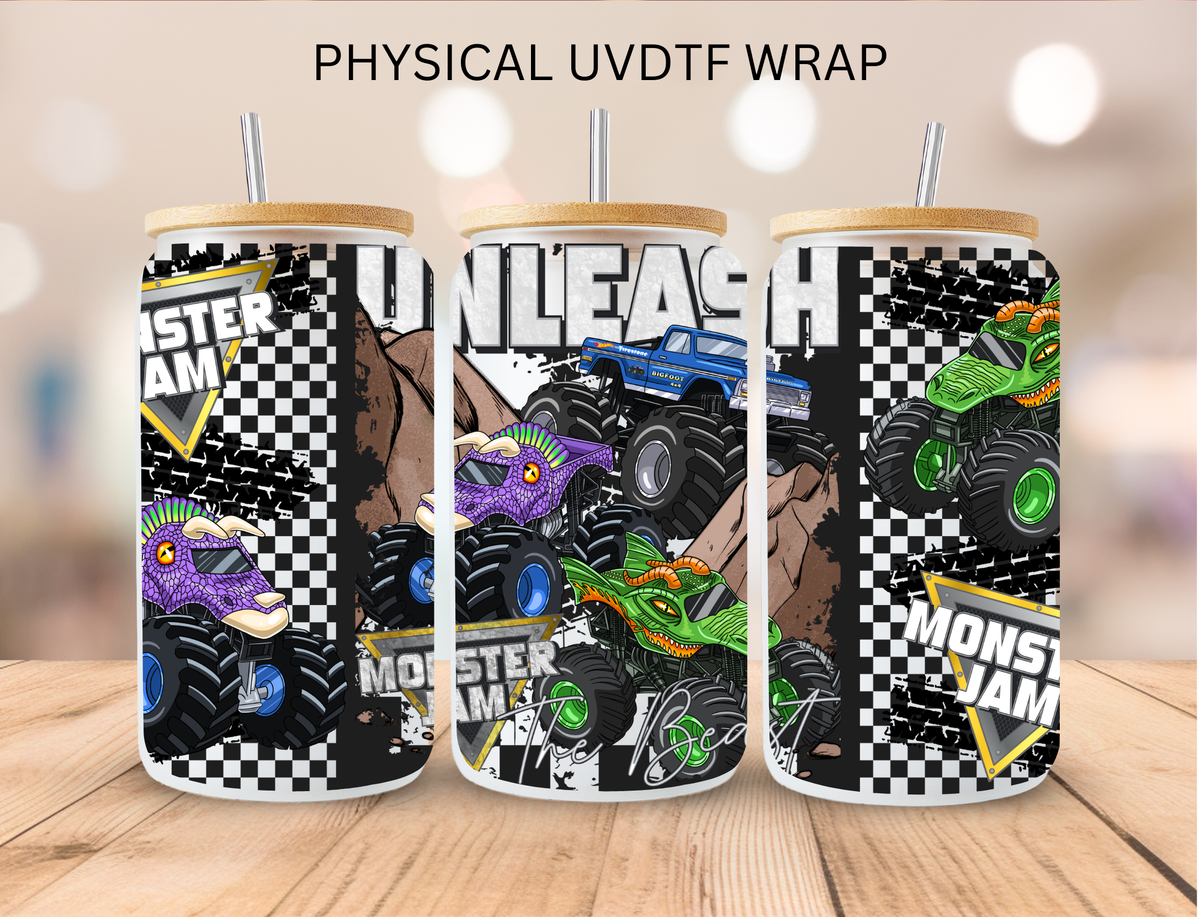Monster Jam Checkered - 16 oz / 20 oz Libby UV DTF