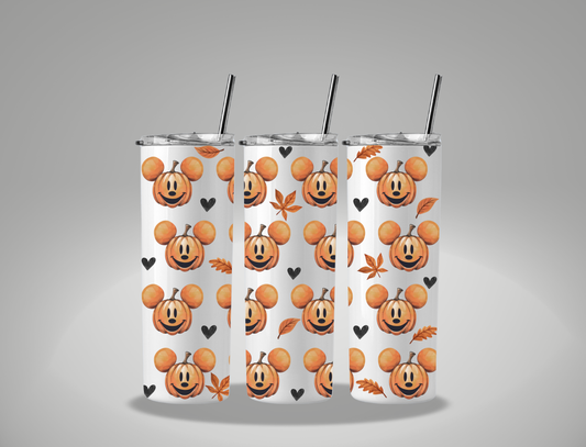 Halloween Smiley Pumpkin - 20oz Skinny Tumbler / 25 Oz Glass Tumbler Wrap