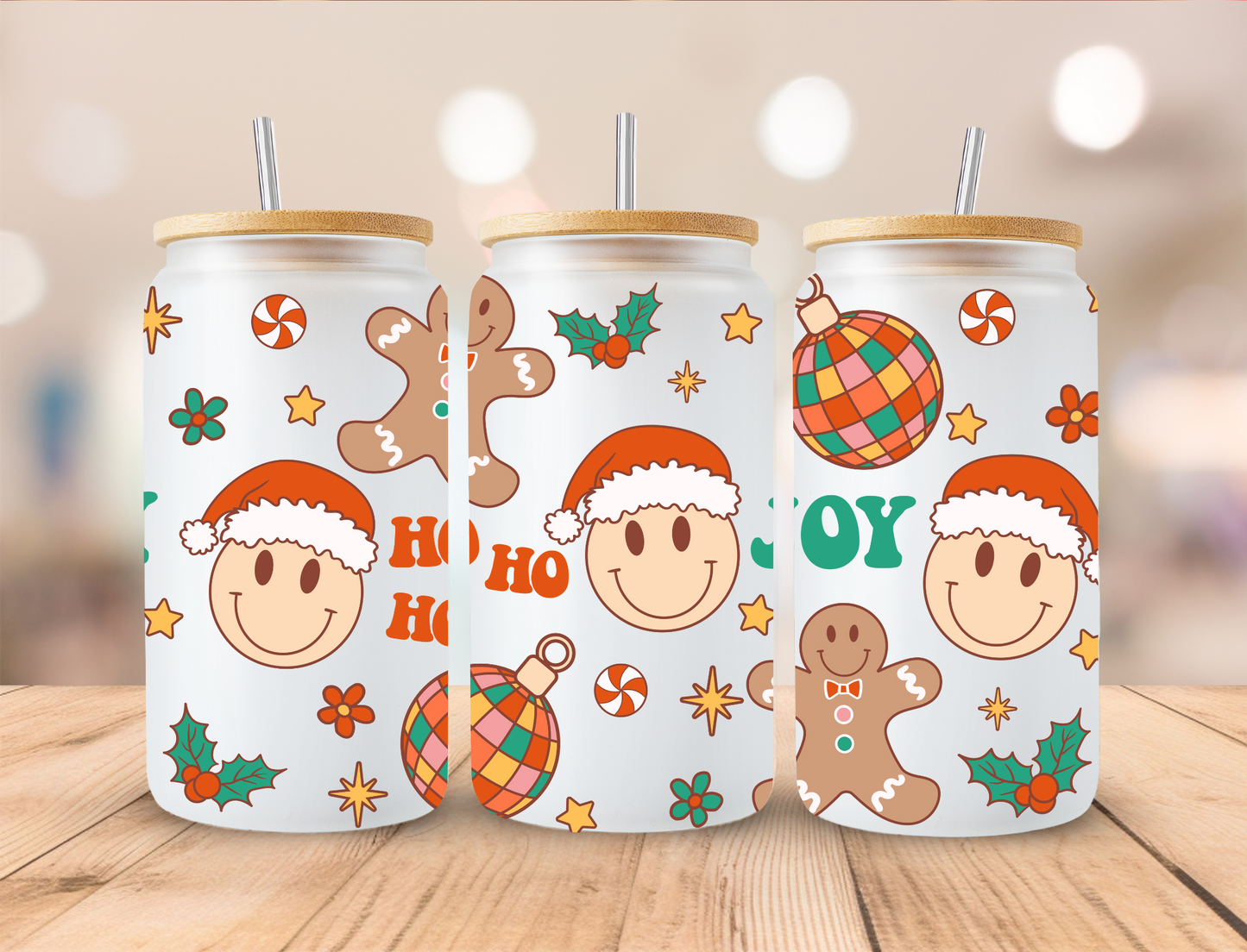 Christmas HoHo Gingerbread - 16oz Libby UV DTF Wrap