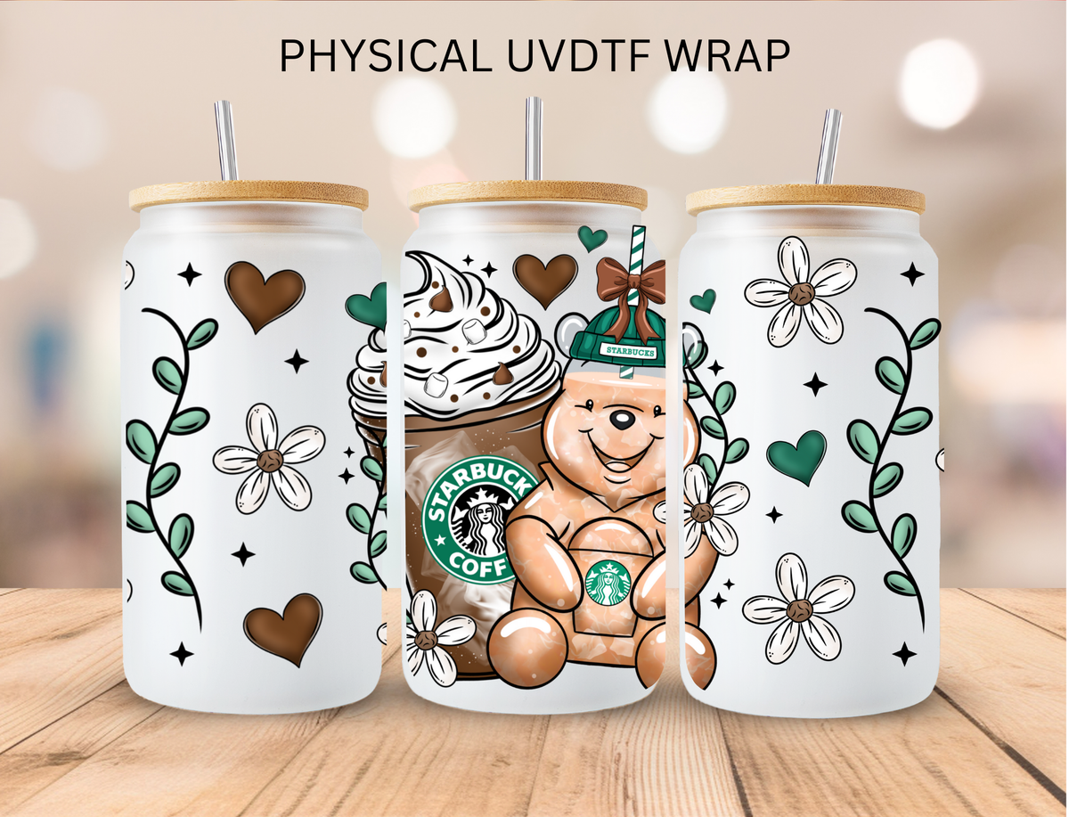 Iced Coffee Yellow Bear - 16 oz / 20 oz Libby UV DTF