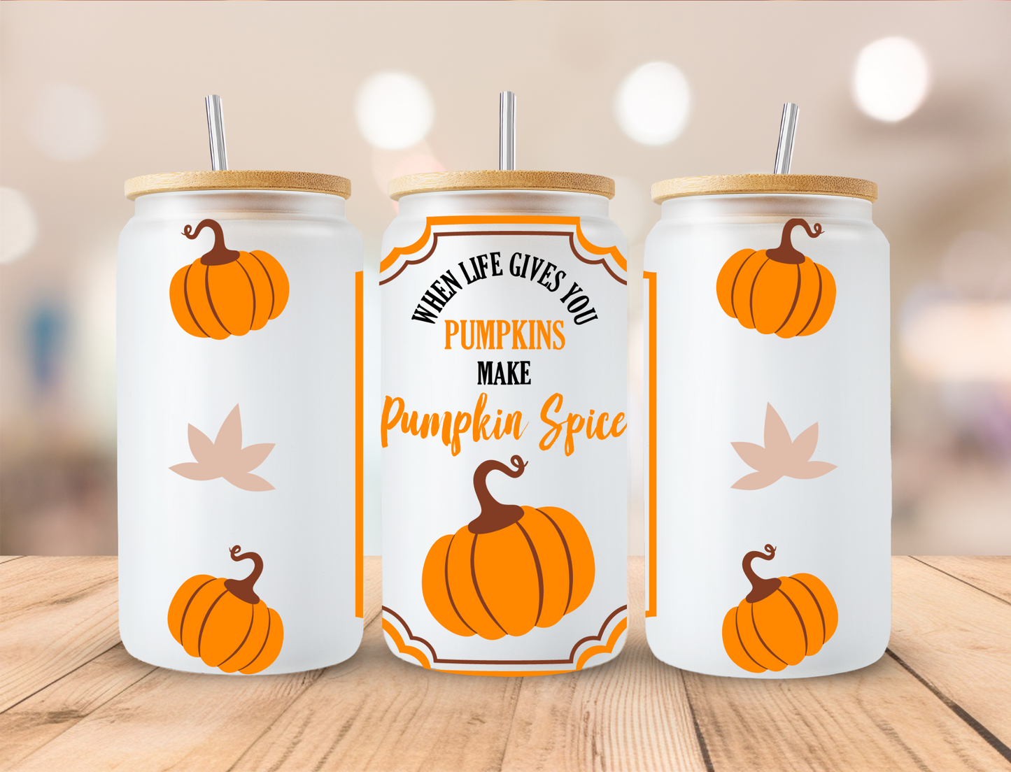 Fall Make Pumpkin Spice - 16oz Libby UV DTF Wrap