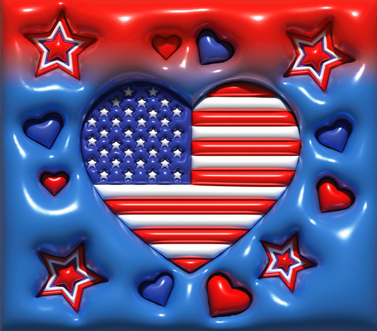 Inflated Patriotic Heart - 3D Inflated 20 Oz Sublimation Transfer