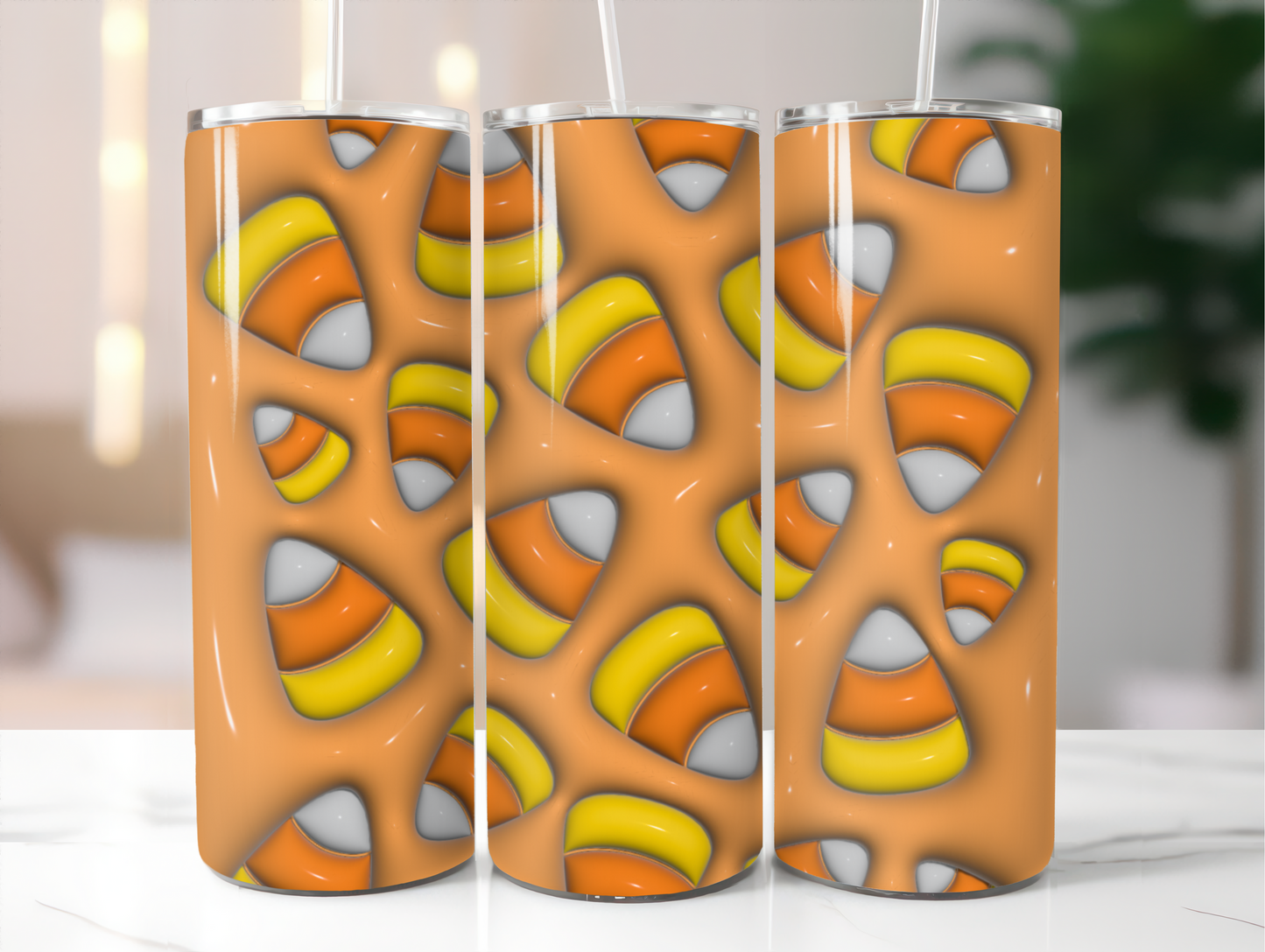 Puffy Halloween Candy Corn - Sublimation 20 oz Tumbler