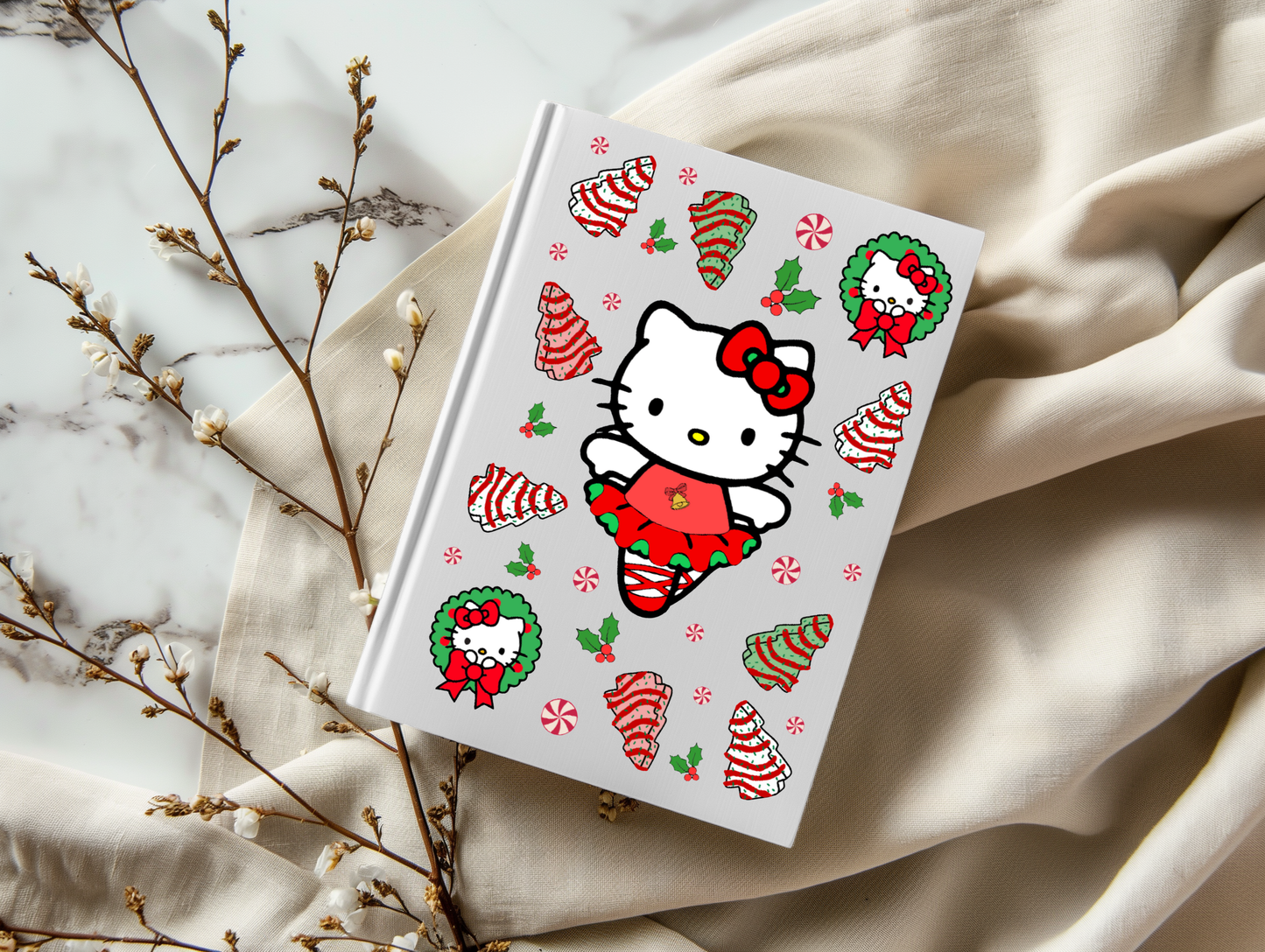 Kitty Red Christmas Ballerina - A5 Notebook UV DTF Wrap