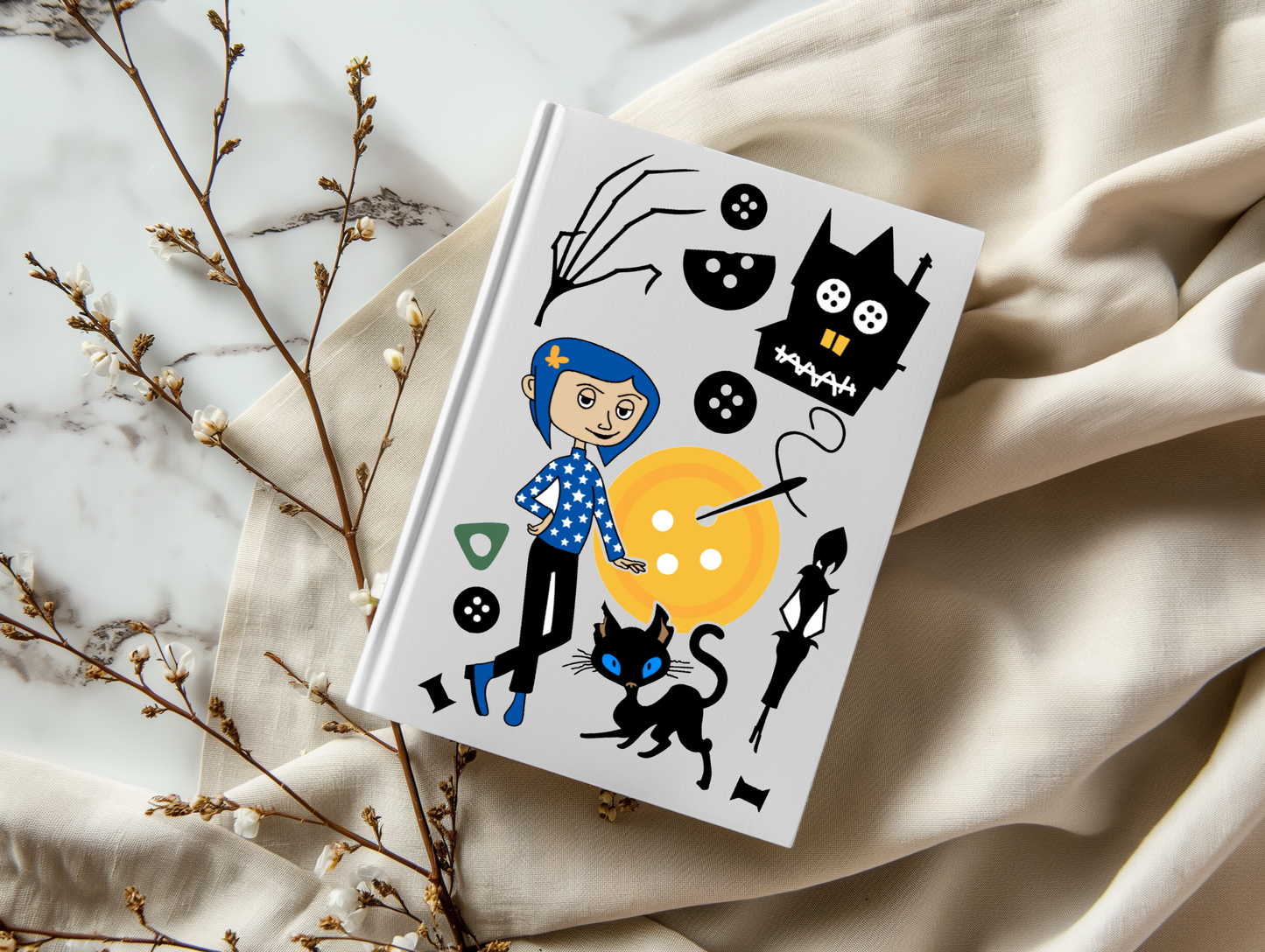 Button Girl Coraline - A5 Notebook UV DTF Wrap