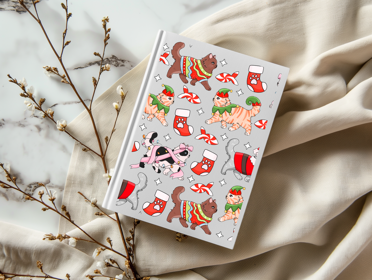 Christmas Kitty - A5 Notebook UV DTF Wrap