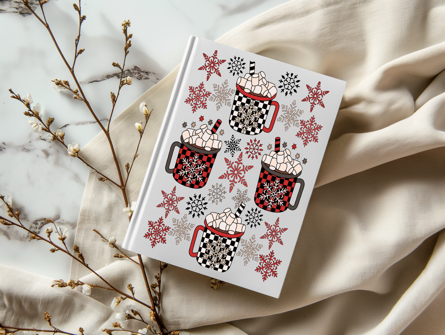 Christmas Snowflake Coffee Or Hot Cocoa - A5 Notebook UV DTF Wrap