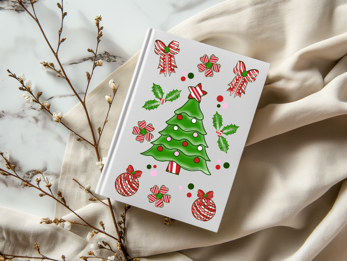 Christmas Tree and Ornaments - A5 Notebook UV DTF Wrap