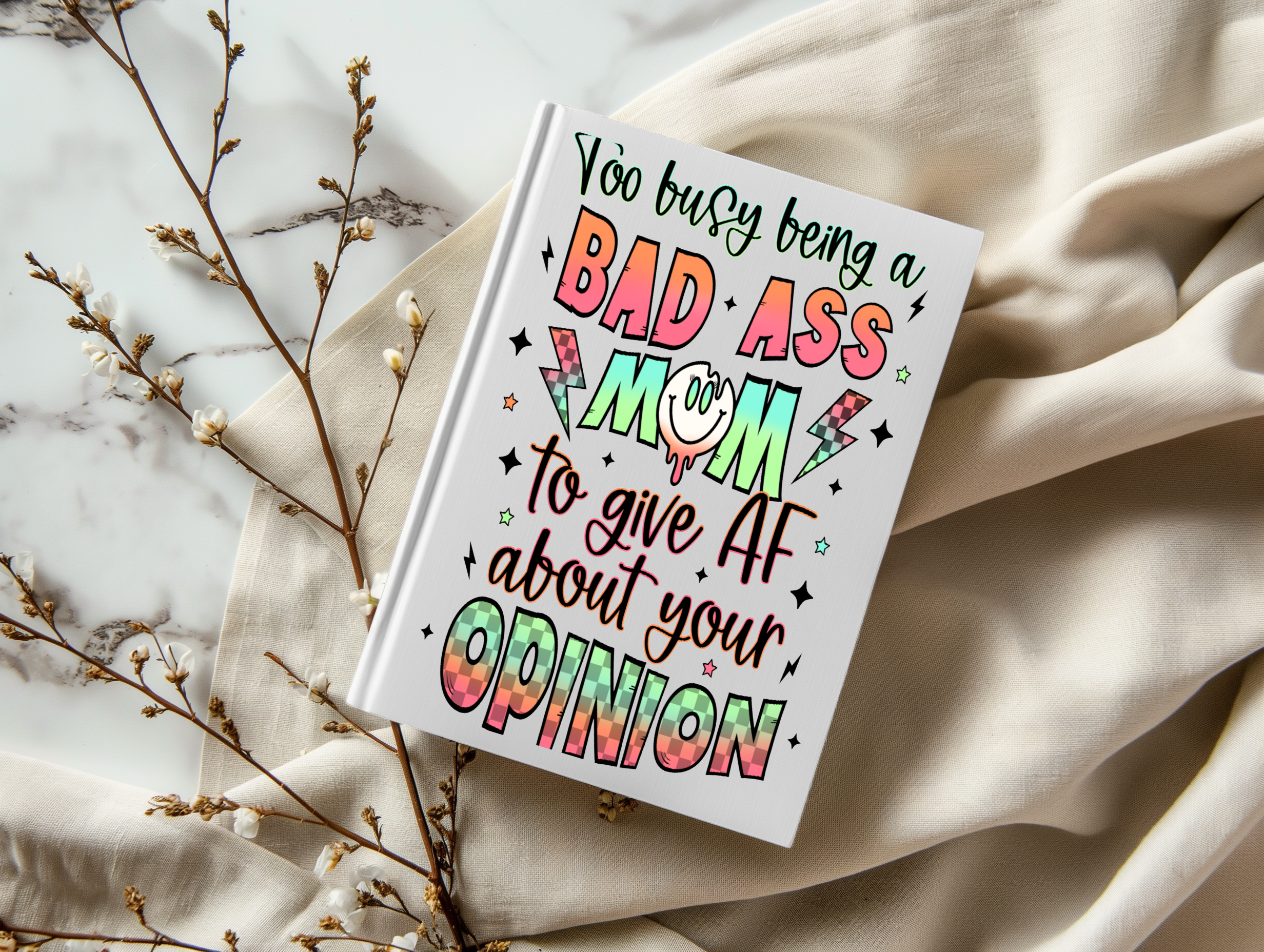 Retro Bad A** Mom - A5 Notebook UV DTF Wrap – Southern Gem Creations