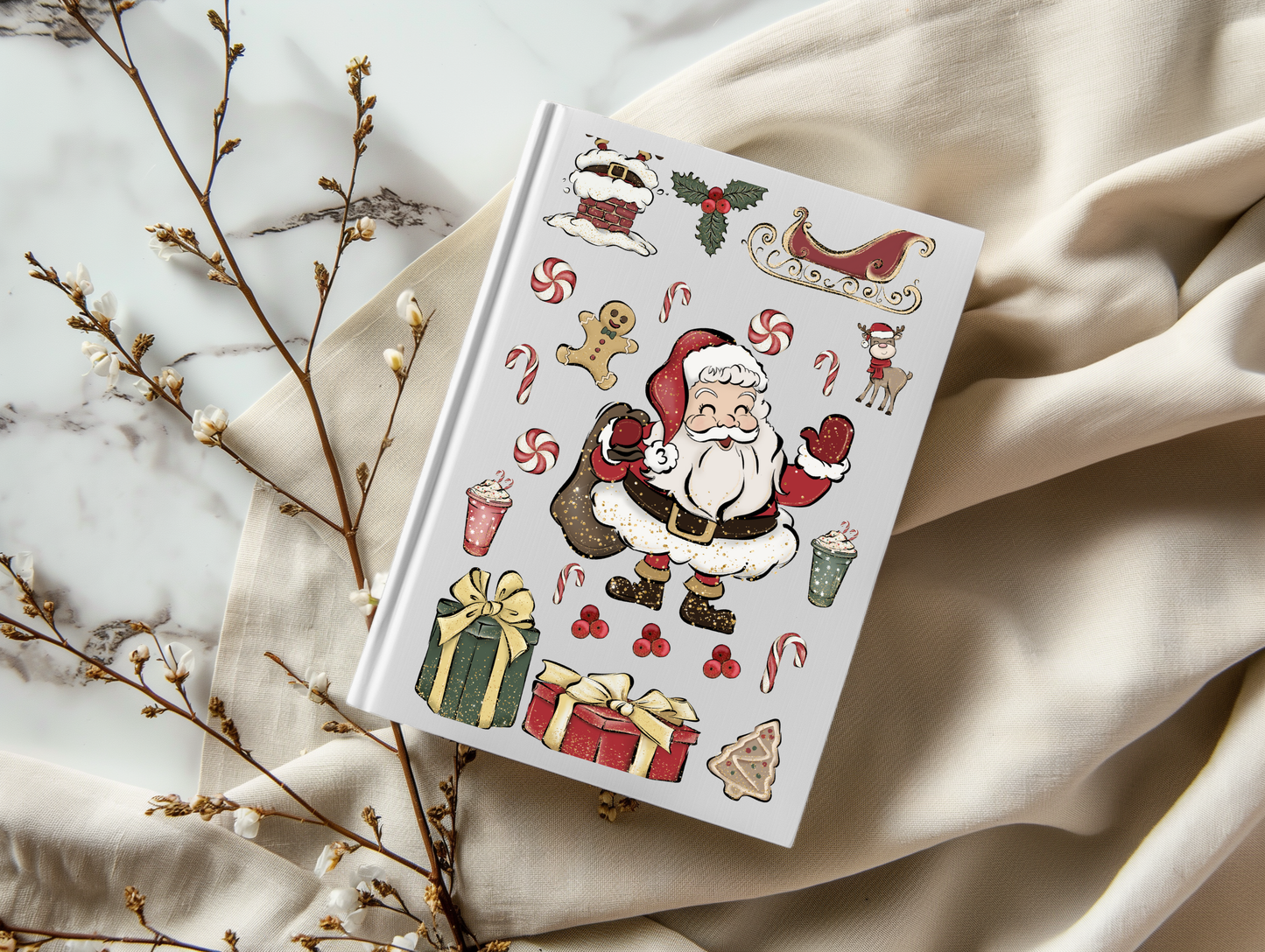 Watercolor Christmas Santa - A5 Notebook UV DTF Wrap