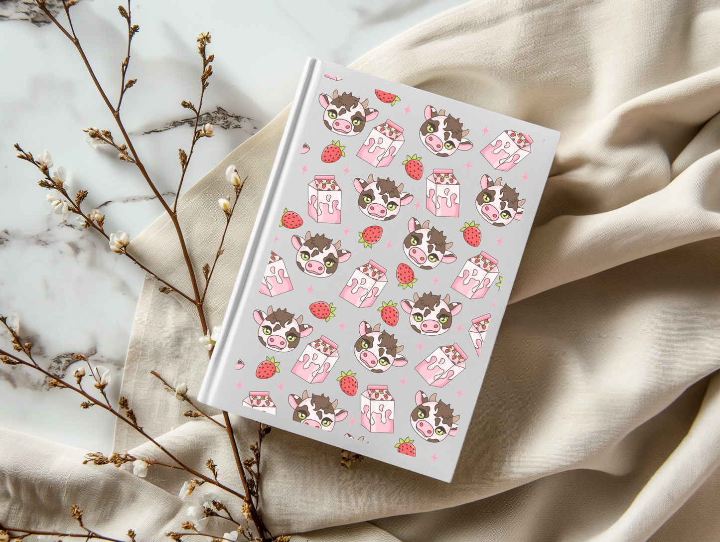 Strawberry Milk Cow - A5 Notebook UV DTF Wrap