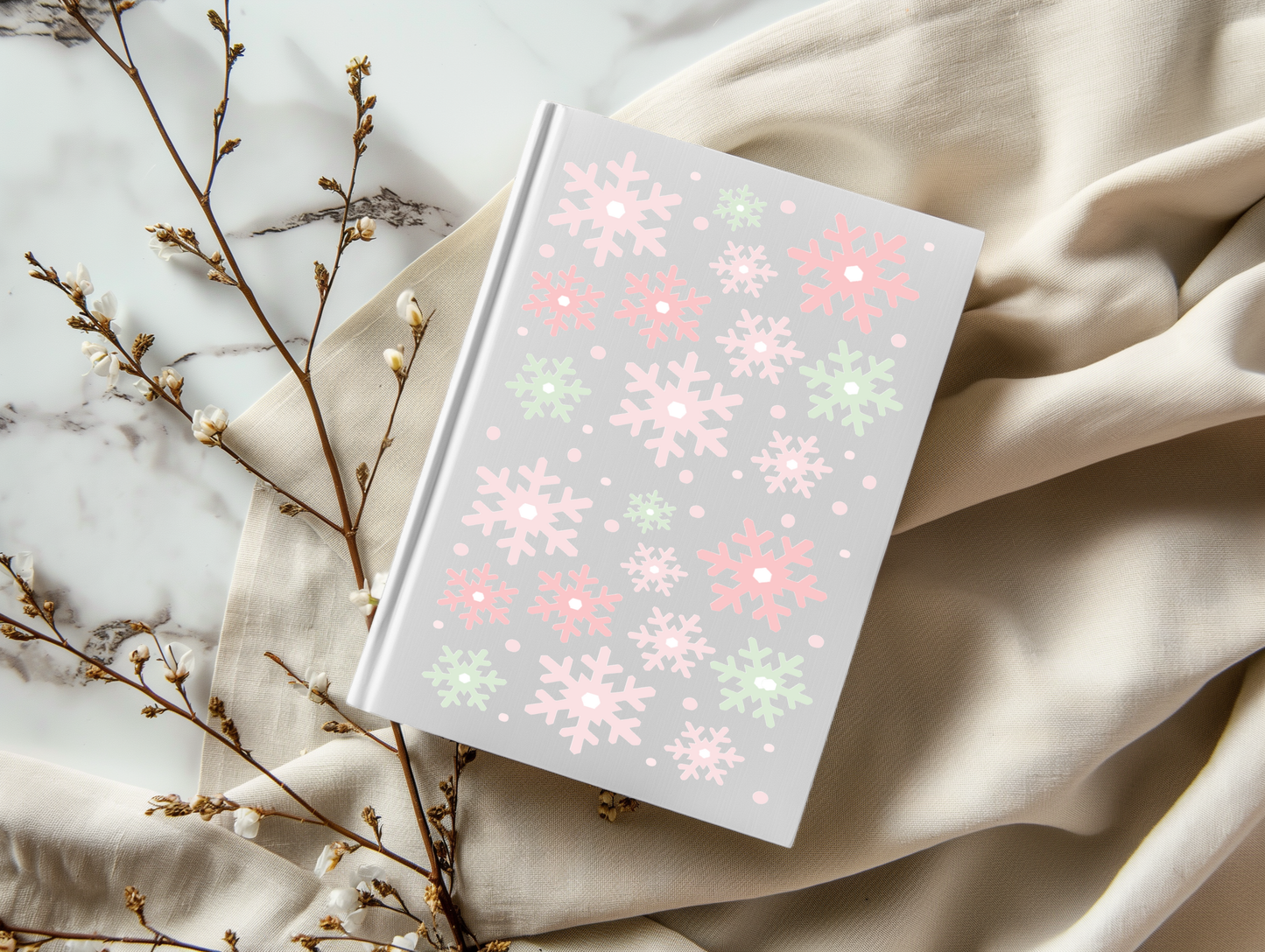 Christmas Pastel Snowflakes - A5 Notebook UV DTF Wrap