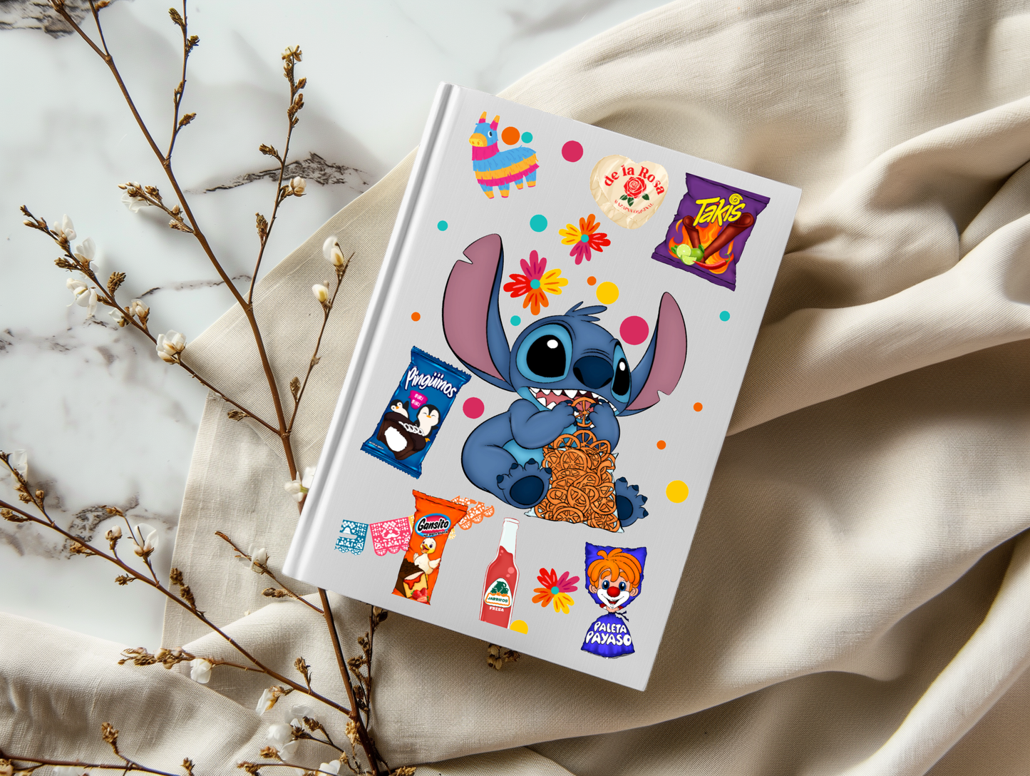 Blue Alien Eating Snacks - A5 Notebook UV DTF Wrap