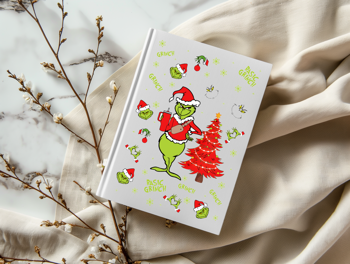 Red Christmas Tree With Mean Green - A5 Notebook UV DTF Wrap