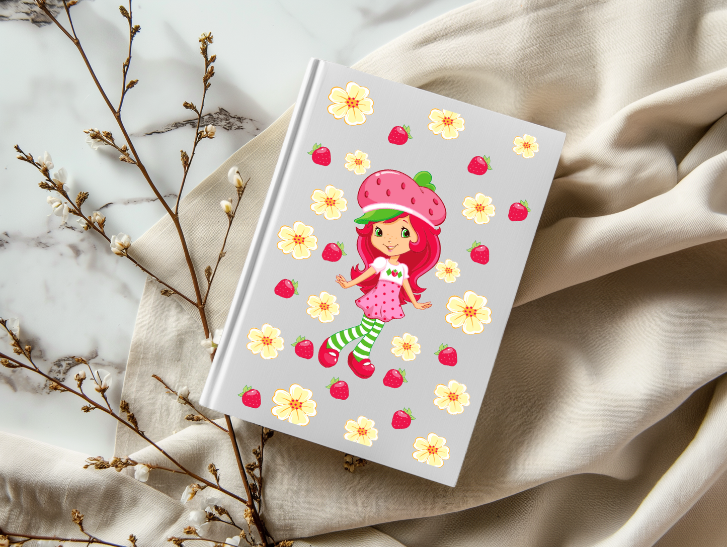 Floral Strawberry Girl - A5 Notebook UV DTF Wrap
