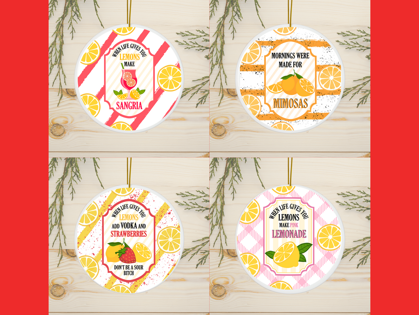 Alcohol Beverage Ornament Set 2.8 Inch - Ornament UVDTF Decal