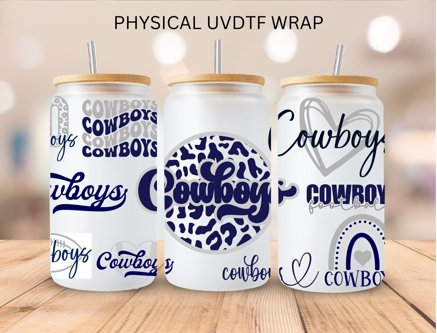 Football Sports Dallas Cowboys - 16 oz / 20 oz Libby UV DTF Wrap