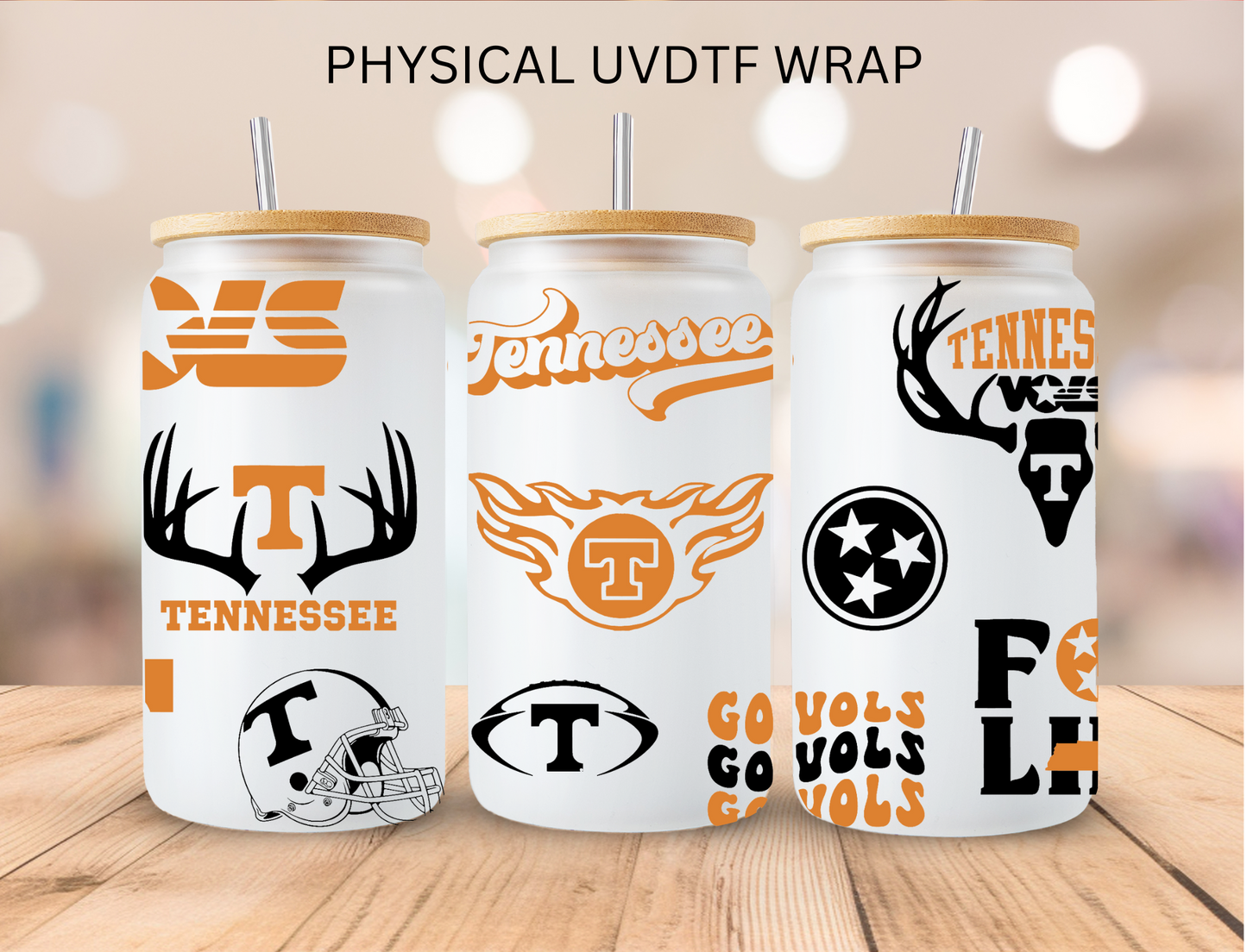 Tennessee Vols Football - 16 oz / 20 oz Libby UV DTF Wrap